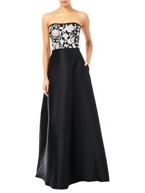 ADRIANNA PAPELL floral sequin gown, strapless or with straps size 4